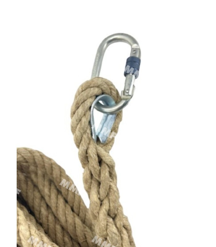 Cuerda de cáñamo 20 mm longitud 20 m con mosquetones 20261 | MMF.fr