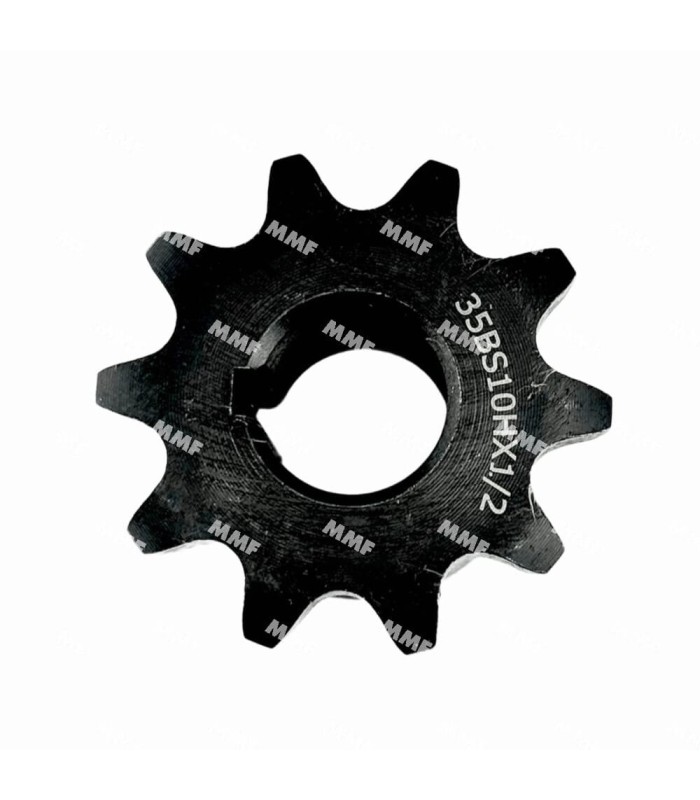 Piñón de 10 dientes para mecanismos AKRON 769499 X1/2 BORE X35 (vista superior)