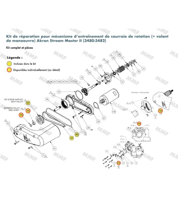 Mecanismo de accionamiento con correa para sistema de rotación - monitor Stream Master II (3480-3482 con volante ...