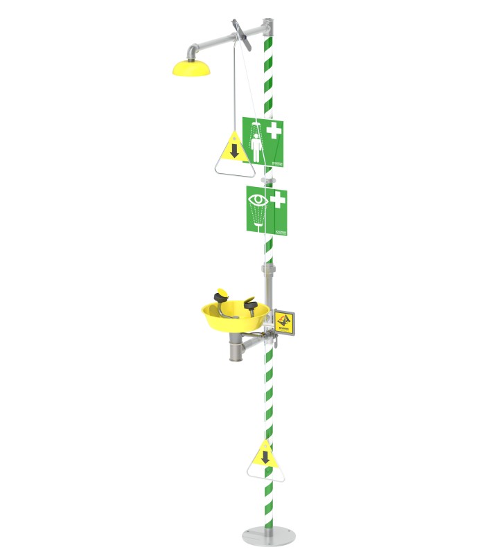 Douche de sécurité sur pied avec lave-oeil et lave-visage 3873  | MMF.fr