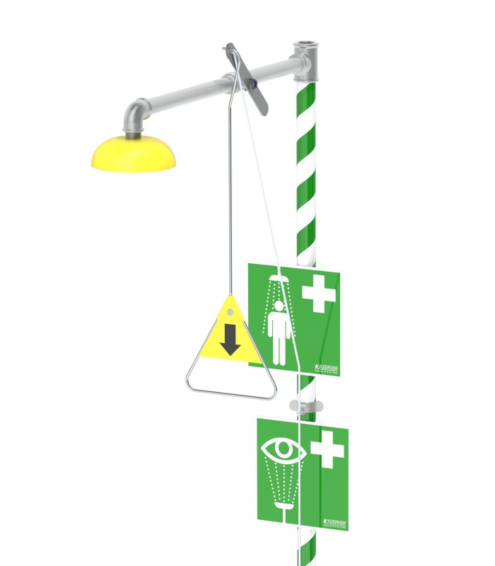 Ducha de emergencia con pedestal y lavaojos 3873