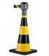 Yellow and black traffic cones for industry