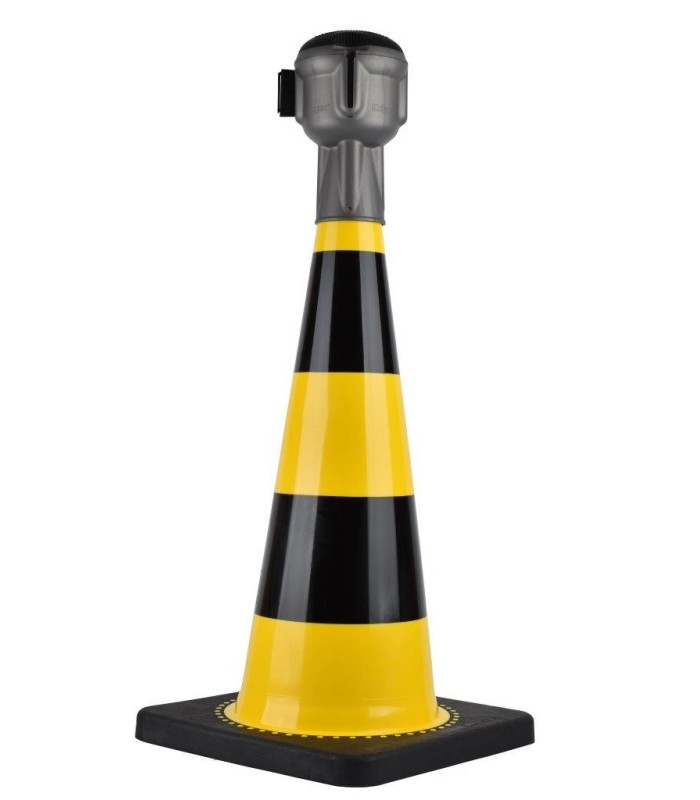 Cono de tráfico amarillo y negro para la industria