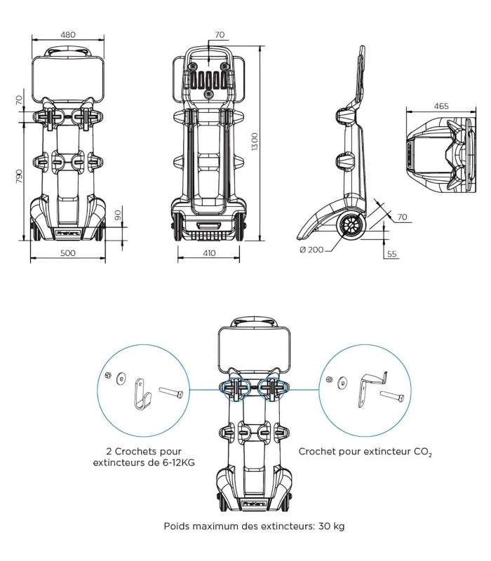 Chariot porte-extincteur pour site industriel 38722 | MMF.fr