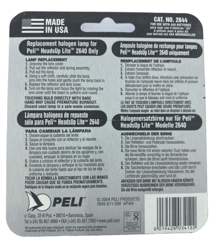 Peli™ Halogenbirne 2644 für Stirnlampe 2640 31345 || MMF.fr