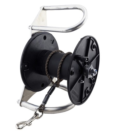 Low-cost reel for 50 and 60 m 6 mm guide line with fluorescent beads