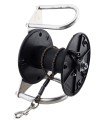 Low-cost reel for 50 or 60 m 6 mm guide line with fluorescent beads