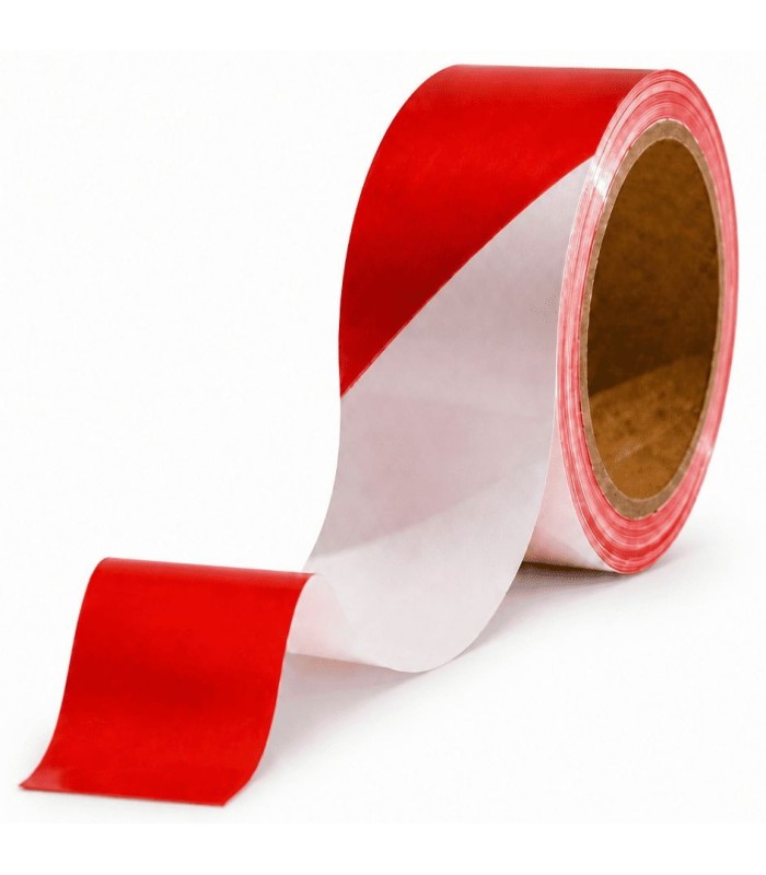 Ruban de balisage haute résistance rouge et blanc 50mm x 100m 33546 | MMF.fr