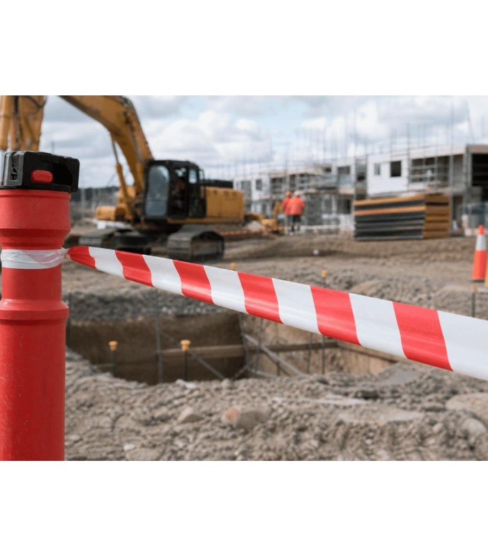 Ruban de balisage haute résistance rouge et blanc 50mm x 100m 33546 | MMF.fr