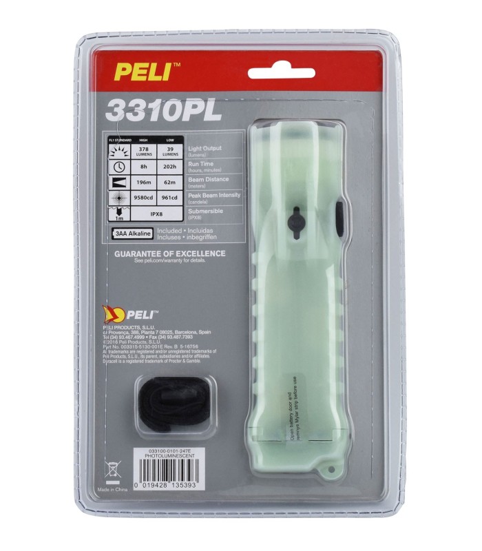 Lampe torche PELI™ 3310PL photoluminescente  | MMF.fr