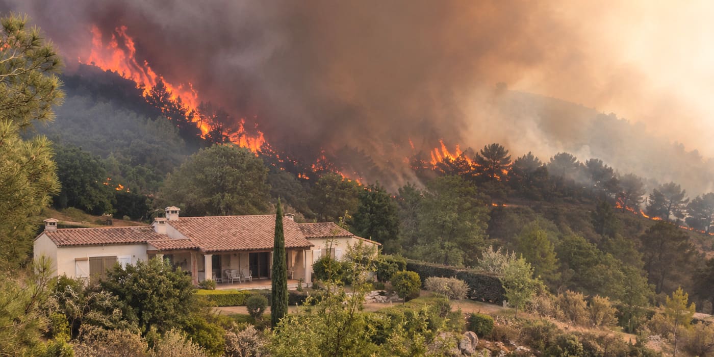 maison menacée par le feu